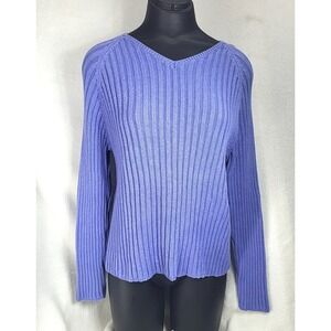 Vintage Y2k 90s Willow Bay Ribbed V‎ Neck Sweater Purple Womens Size XL Lilac
